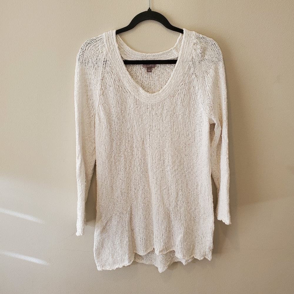 J.Jill white open knit scoop neck sweater L